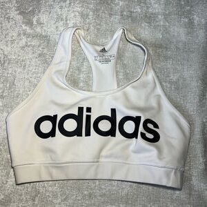 Adidas Women's White and Black Sports Bra